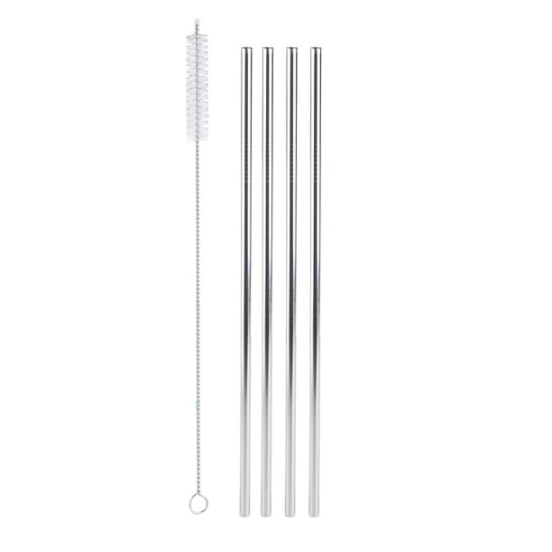 Juego de 5 pajitas de acero inoxidable para beber, pipetas reutilizables creativas, pajitas rectas con cepillo de limpieza