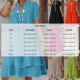 thumbnail image 3 of Women's Short Sleeve V-Neck A-Line Dress Solid Color Mid-Waist Summer Casual, 3 of 7