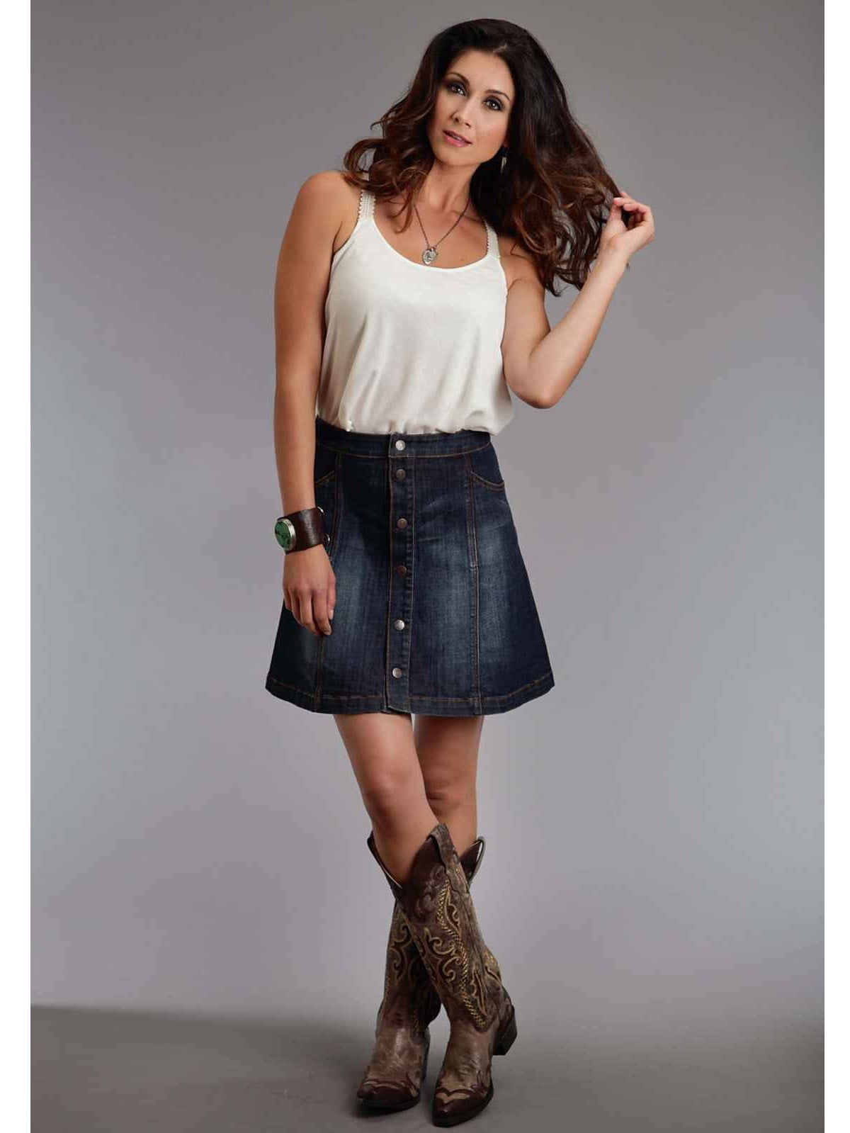 gored denim skirt