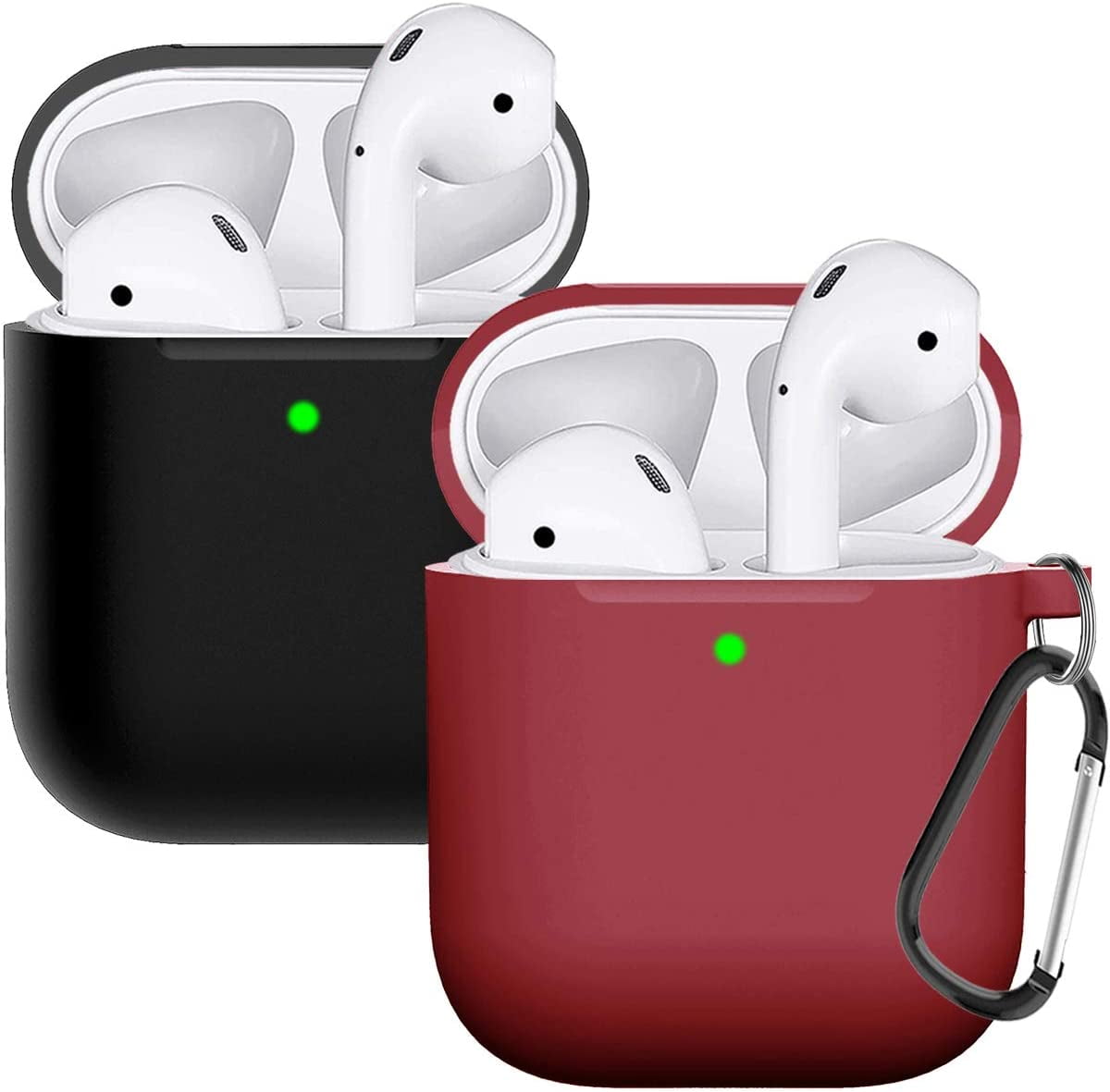 AirPods Case, Full Protective Silicone AirPods Accessories Cover Compatible  with Apple AirPods 2 Wireless and Wired Charging Case(Front LED Visible) 2  Pack 
