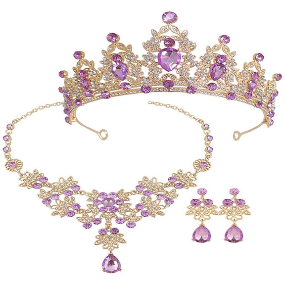 Soimiss 1 Set Special Occasions Jewelry Set Crown Shape Purple