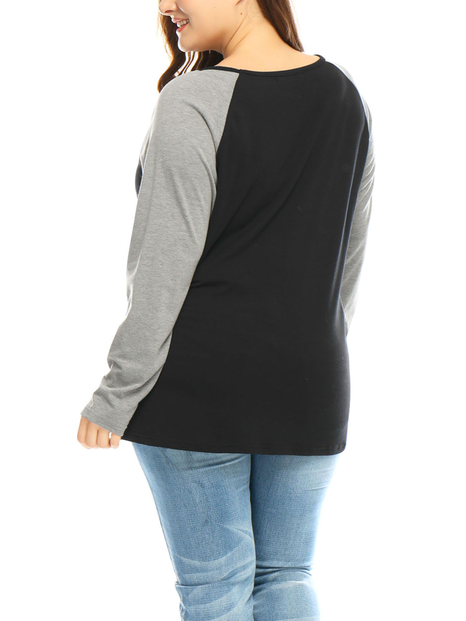 Unique Bargains Women's Plus Long Sleeve Scoop Neck Floral Skull Tops 1X Black