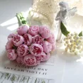 thumbnail image 4 of Ramo de flores artificiales de peonía rosa de seda, 27 cabezas de rosas, flores falsas para arreglos florales, decoración del hogar y bodas, 4 of 5