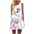 thumbnail image 1 of Dégagement de Robe Sans Manches Décontractée d'Été Imprimé Col Rond Robe Sans Manches Blanc XL, 1 of 5