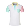 thumbnail image 6 of WREESH Men's Patchwork Henley Shirts Casual Short Sleeve T-Shirt with Color Blocking and Button Detail a Trendy Turn Down Collar Top for Men White, 6 of 9