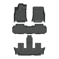 Ikon Motorsports 3D TPE Floor Mats Compatible with 2019-2025 Subaru Ascent 8 Seats Bench Seat, All Weather Waterproof Heavy Duty Floor Liners Carpets Black 4PCS Set