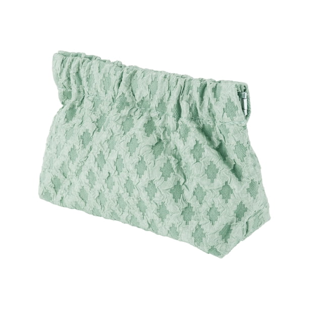 1 Pc Bolsa de Maquillaje con Cierre a Presión para Mujeres, Bordado, para Actividades al Aire Libre, Gimnasio, Lona Verde-Grande