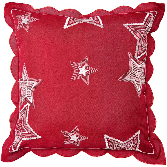 Violet Linen Seasonal Xmas Christmas Holiday Essenial Pattern, Polyester Embroidered Jacquard , Stars, 18 Inch x 18 Inch, Decorative Throw Pillow