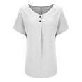 thumbnail image 5 of Womens Tops under $10 Solid Color Short Sleeved V-neck Casual Loose T-shirt White S, 5 of 6