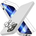 thumbnail image 6 of [5 in 1 for iPhone 13 Pro Case, with 2 Pack Screen Protector + 2 Pack Camera Lens Protector, Liquid Silicone Ultra Slim Shockproof Protective Phone Case [Microfiber Lining] 6.1 (White)…………, 6 of 13
