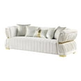 thumbnail image 2 of Gemma 2 PC Luxe Glam Velvet White Gold Sofa Loveseat Living Room Set, 2 of 5