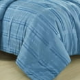 thumbnail image 6 of Chezmoi Collection Carter Blue Clip Jacquard Geometric Comforter Set, Queen, 3-Piece Striped Pattern Waffle Textured Lightweight Bedding, 6 of 9
