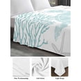 thumbnail image 6 of Teal Green Coastal Turtle California King Size Flat Sheet, Wrinkleproof & Fadeproof Cooling Flat Bed Sheet Only, Ocean Coral Nautical Breathable Soft Bedding Top Sheets 108 x 98 Inches, 6 of 8