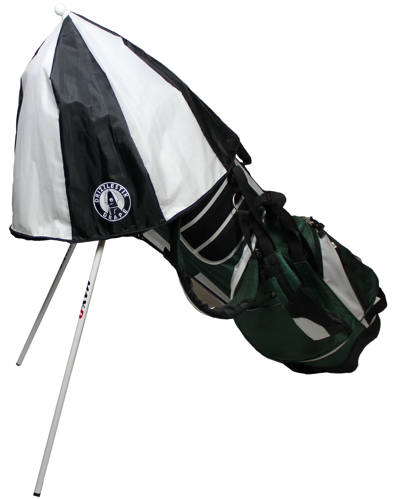 DrizzleStik Drape- Golf Gear Umbrella (Black/White)