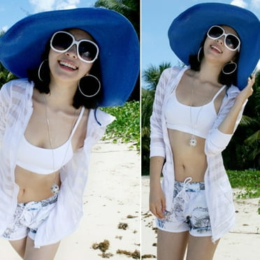 Women's Floppy Beach Sun Hat - Foldable Straw Hat With UPF 50 Sun Protection