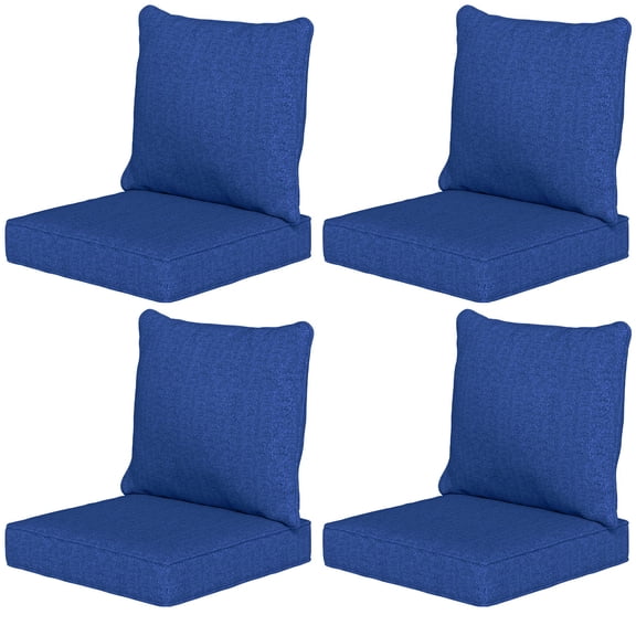 8 Patio Chair Cushions with Seat & Backrest, Fade Resistant Seat Replacement Cushion Set, Navy Blue