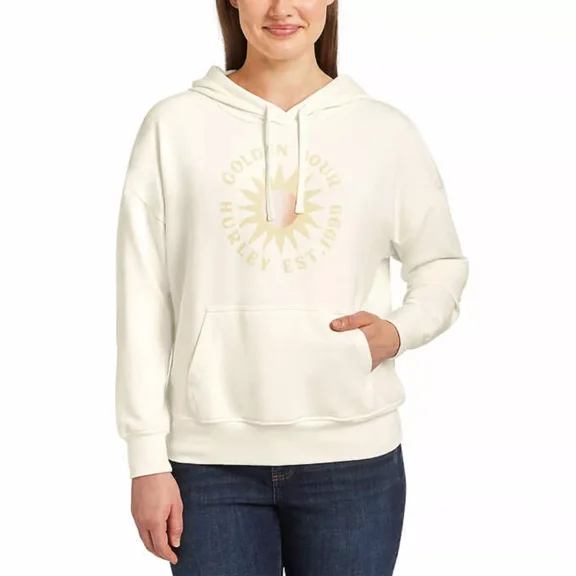 Hurley Ladies' Graphic Hoodie Pullover Sweater (Ivory, X-Large)