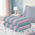 thumbnail image 5 of Erosebridal Geometric Line Zipper Twin Comforter Sets with Fitted Sheet and 2 Pillowcases,Mid-Century Stripes Zipper Bedding Set,Colorful Stars Reversible,4pcs, 5 of 7