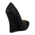 thumbnail image 3 of XYD Women Dazzled Rhinestone Peep Toe Platform Pumps Slip-on Wedge High Heels Evening Shoes Size 7 Black, 3 of 4