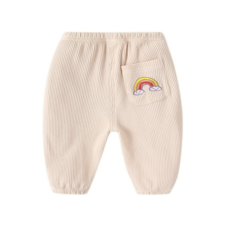 

Qufokar Western Pajamas Elastic Chinos Children Toddler Kids Baby Boys Girls Cute Cartoon Animals Ribbed Pants Trousers Outfits Clothes