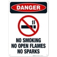 thumbnail image 1 of No Smoking No Open Flames No Sparks Sign, OSHA Danger Sign, (SI-3982) 10x14 Aluminum, 1 of 1