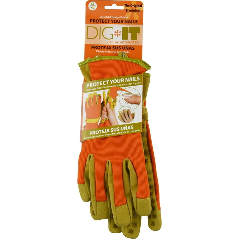 Dig It Gardening Gloves with Fingertip Pillow-top Protection for all types  of Gardening Chores and other DIY Activities Burnt Orange, X-Large