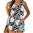thumbnail image 2 of WCMZJ Womens Tank Tops Summer Sleeveless V Neck T Shirts Basic Floral Print Casual Tunic Tops for Leggings Loose Fit Black S, 2 of 5