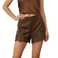 thumbnail image 1 of Pantalones cortos de satén for mujer Y2k con ribete de encaje, micro mini pantalones cortos de pijama, bragas de talle bajo, pantalones de pijama, 1 of 7