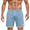 thumbnail image 7 of hoksml Men's Waffle Knit Drawstring Casual Shorts, Contrast Cuff Breathable Athletic Shorts for Sports Daily Wear, 7 of 7
