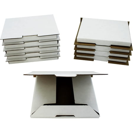 (10) Standard foldable white cardboard single tray treasure box mailer - size 6.5