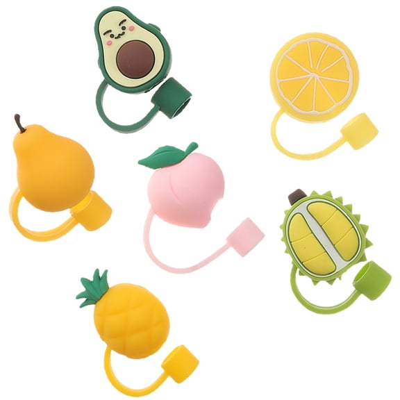 OUNONA 6Pcs Cute Assorted Color Silicone Straw Covers Caps Easy Use Straw Stopper Accessories