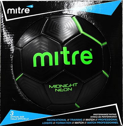 Size 3 Mitre Midnight Neon Green Performance Soccer Ball 