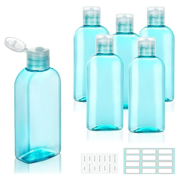 YIXIGGC Plastic Travel Bottles with Flip Cap 6 Pack 3.4oz/100ml Travel Shampoo Bottles Travel Size Containers for Shampoo, Conditioner & Lotion with Lables DYF329-3127