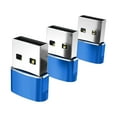 thumbnail image 3 of 3 piezas 3.1 a USB 2.0 Adaptador de enchufe de transferencia rápida de datos hembra a macho para Azul, 3 of 9