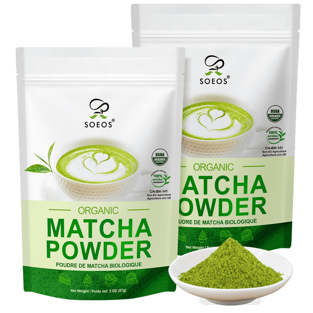 Soeos organic matcha powder 2oz*2, 4oz in total