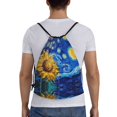 thumbnail image 2 of Drawstring Backpack, Whimsical Sunflowers Night Sky Light Waterproof Sports Gym Bag Draw String Back Bag for Men Women, Sackpack Cinch Workout Bag for Sports, Travel, Swimming, Beach, 2 of 8