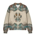 thumbnail image 4 of Xoenoiee Womens Bomber Jacket Cropped Zip Up Varsity Jacket Loose Fit Casual Coat Lightweight Fall Winter Outwear With Pockets, Boho Mandala Paw, 4X-Large, 4 of 7