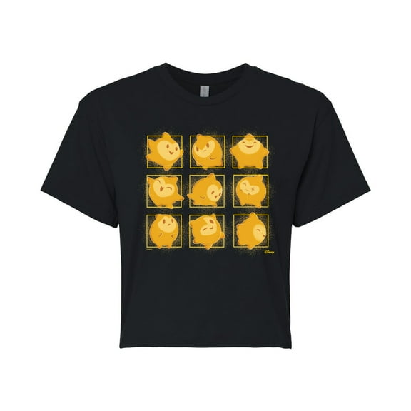 Disney Wish - Star Face Grid - Juniors Cropped Cotton Blend T-Shirt