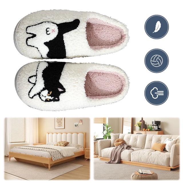 Pantuflas Mullidas para Gatos Y Felpa Vacas Cómodas Interior