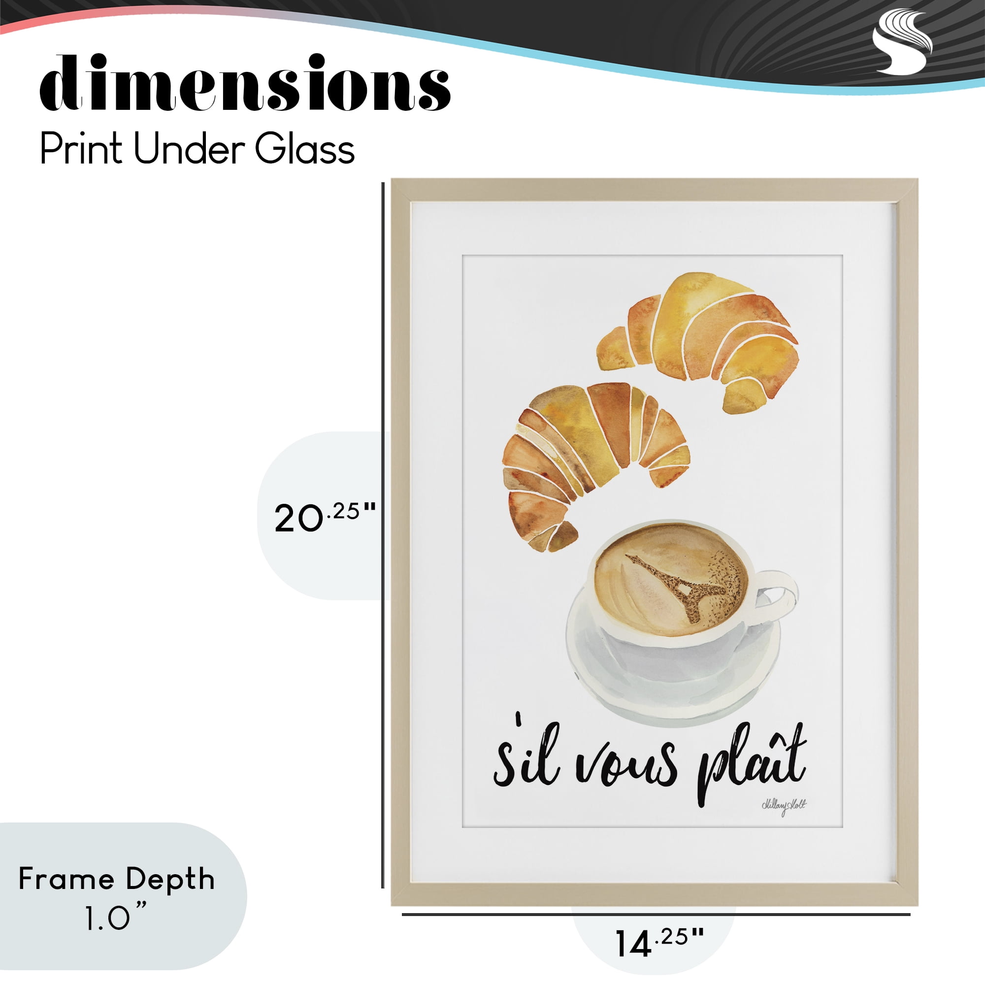 Stupell Industries Paris Croissant and Coffee Birch Framed Print Under Glass, design by Hillary Holt