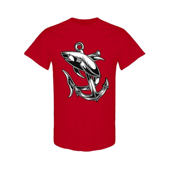 Shark And Anchor Design T-Shirt Men -Image by Shutterstock, Male Small