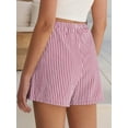 thumbnail image 3 of ANRABESS Boxer Shorts for Women Gingham Plaid Drawstring Lounge Shorts with Pockets, Elastic Waist Summer Pajama Beach Shorts Red White Stripe X-Large, 3 of 9