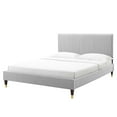 thumbnail image 1 of Platform Bed Frame, Full Size, Velvet, Light Grey Gray, Modern Contemporary Urban Design, Bedroom Master Guest Suite, 1 of 10