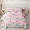 thumbnail image 2 of Erosebridal Cartoon Dino Twin Quilt Set For Girls,Kawaii Dinosaur Green Cactus Twin Coverlet Set For Girl,2-Piece, 2 of 7