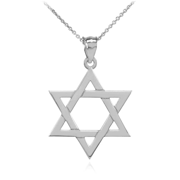 .925 Sterling Silver Jewish Star of David Pendant Necklace - Medium, 22"