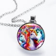 thumbnail image 2 of Robot Unicorn Attack Women's Glass Circular Pendant Necklace, 2 of 5