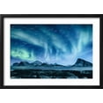 thumbnail image 2 of Art.com Northern Lights, Aurora Borealis Shining Green in Night Starry Sky with Star Tracks at Winter Lofot Photographic Print, Black Frame Wall Art, 23" x 17", 2 of 5