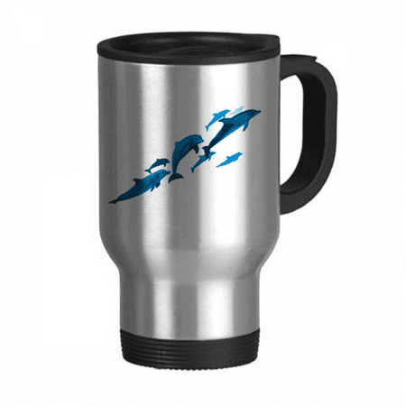 

Dolphin Big Small Art Deco Fashion Travel Mug Flip Lid Stainless Steel Cup Car Tumbler Thermos