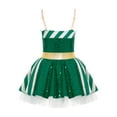 thumbnail image 4 of iEFiEL Kids Girls Christmas Sequins Cami Tutu Dress Candy Cane Costume Stripes Tutu Skirted Leotard Ballet Dance Dress Green 6, 4 of 7