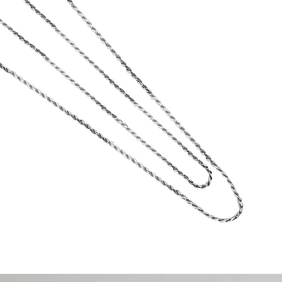 Mauli Jewels Italian Made 1MM French Rope Chain Necklace 18" – 14K White Gold Plated 925 Sterling Silver for Women